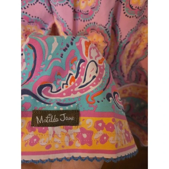 MATILDA JANE Girls Pink Paisley Flutter Sleeve Dress Size 8 Boho Cotton Blend - Picture 4 of 5